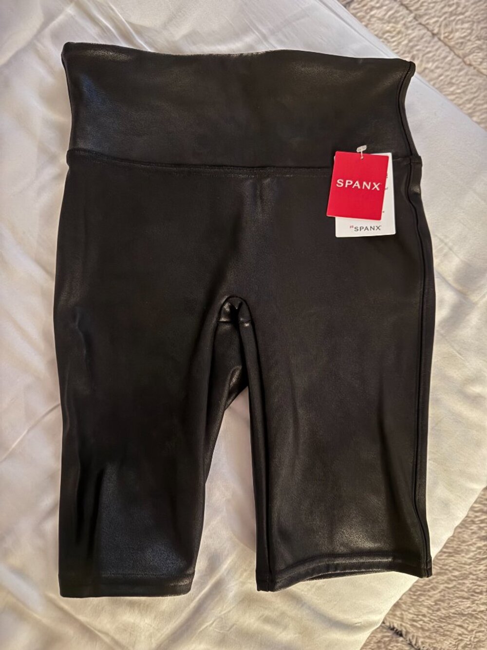 NWT SPANX Faux Leather Bike Shorts Black Size Small - Picture 3 of 5